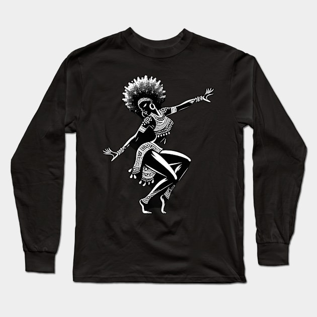 Afrocentric Woman Dancing Long Sleeve T-Shirt by Graceful Designs